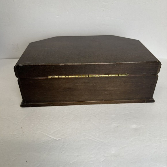 Vintage Jewelry Keepsake Necklace Box Medium Wooden Treasure Chest Storage - Picture 5 of 12